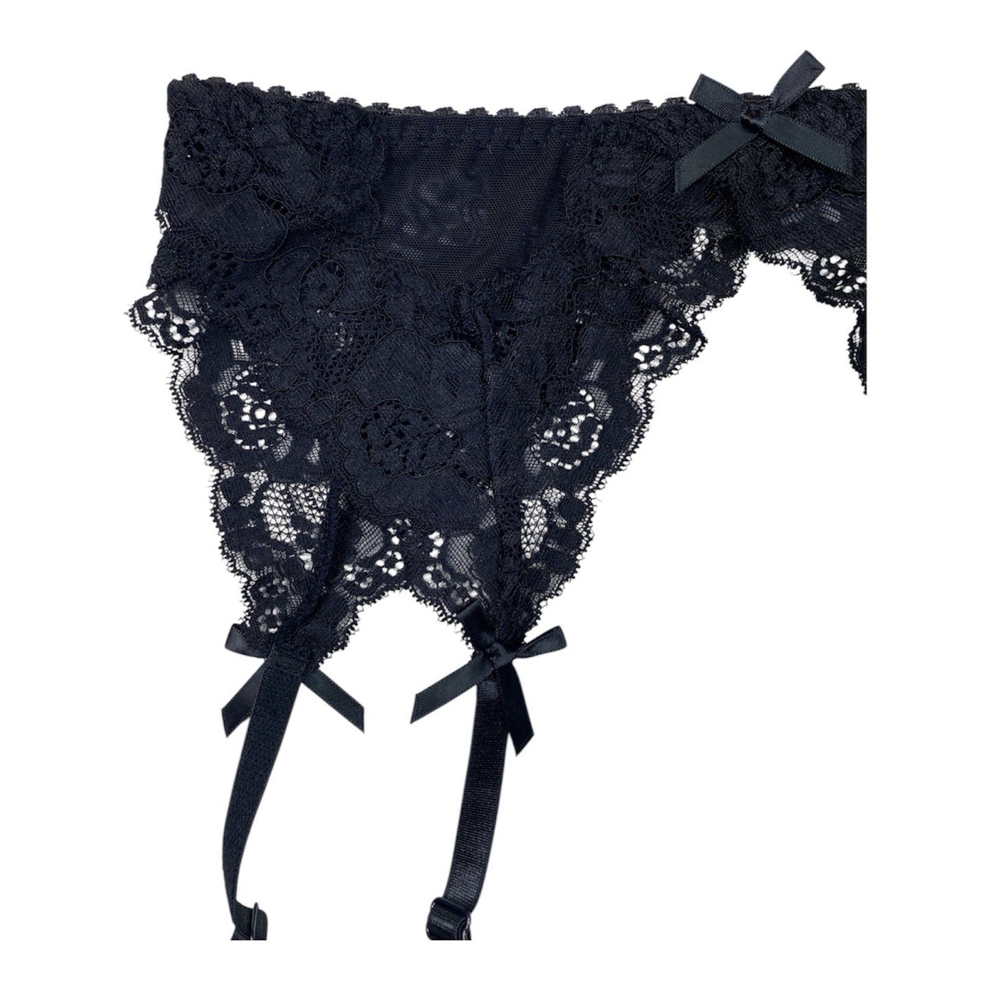 Red or Black  Lace Suspender Belt Floral Semi Sheer  Lace Lingerie UK 8-20