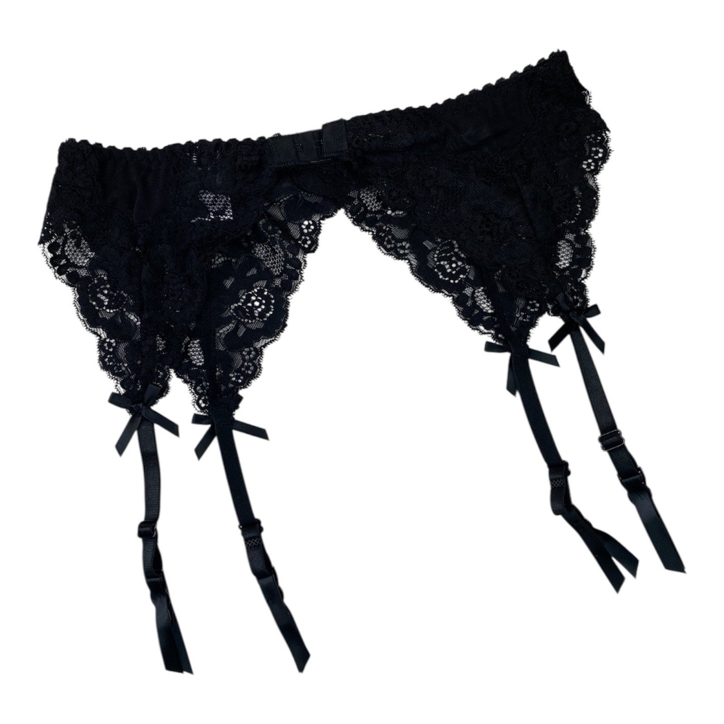 Red or Black  Lace Suspender Belt Floral Semi Sheer  Lace Lingerie UK 8-20
