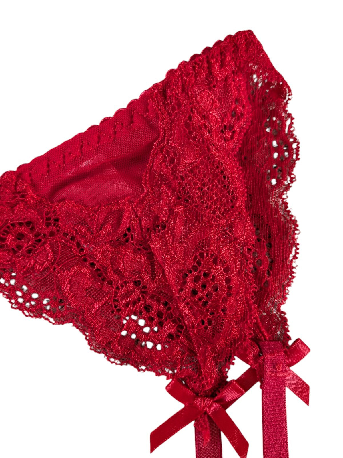 Red or Black  Lace Suspender Belt Floral Semi Sheer  Lace Lingerie UK 8-20