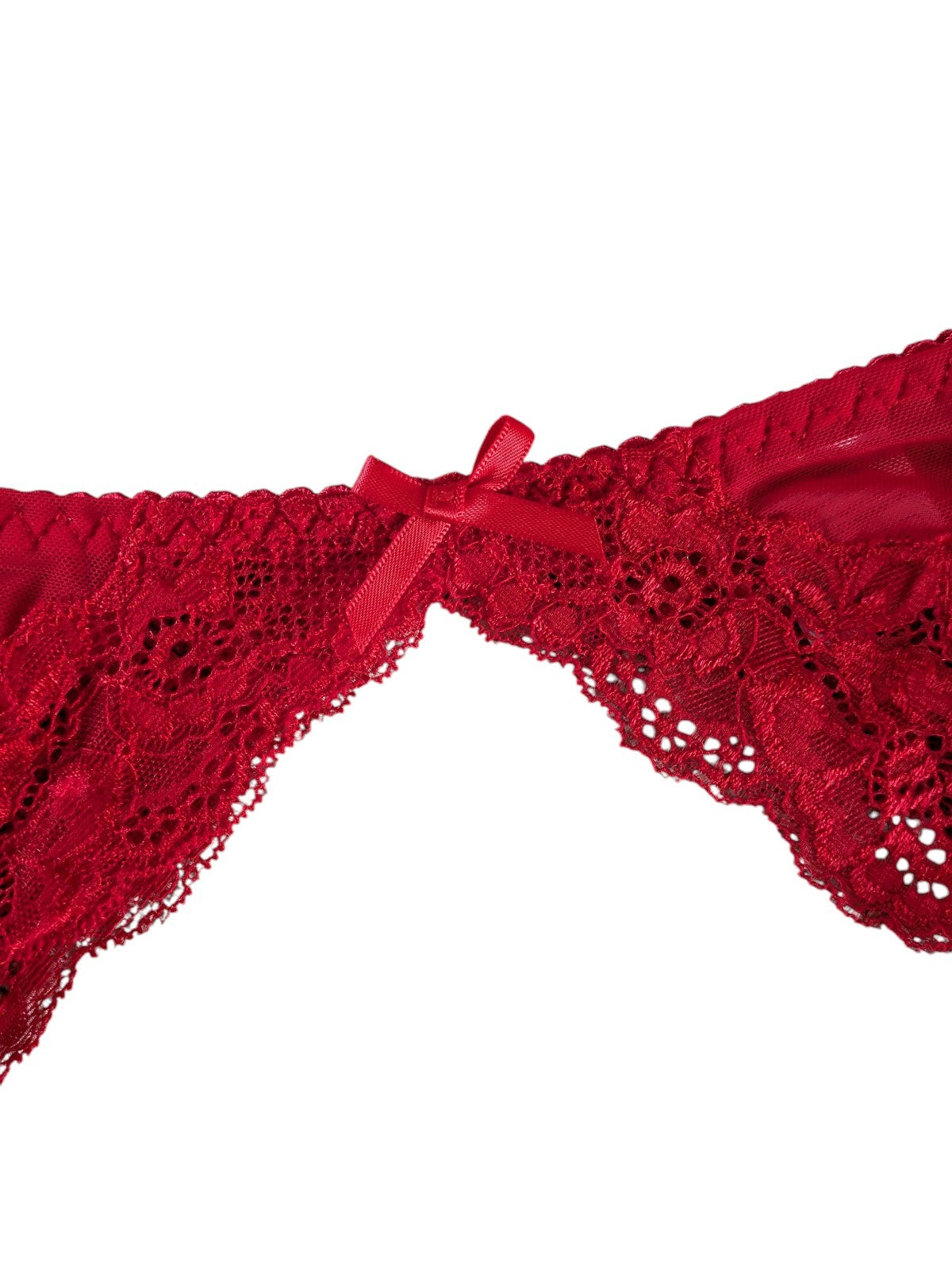 Red or Black  Lace Suspender Belt Floral Semi Sheer  Lace Lingerie UK 8-20