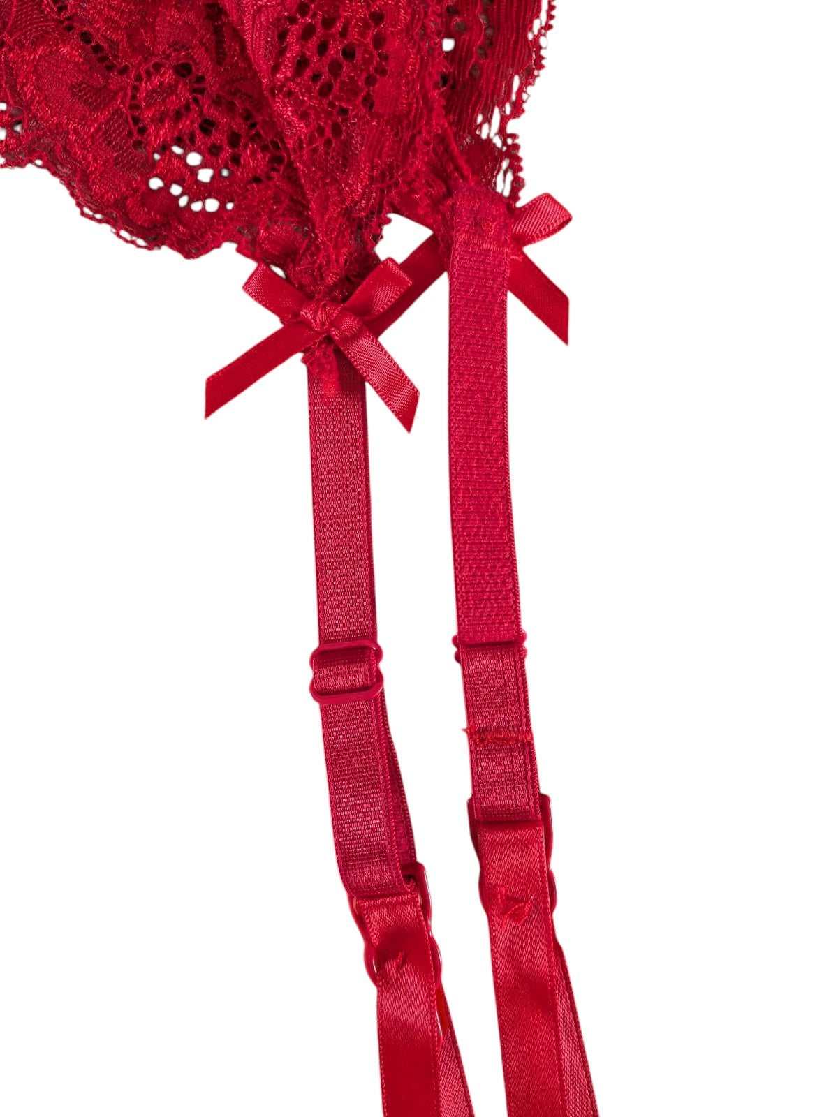 Red or Black  Lace Suspender Belt Floral Semi Sheer  Lace Lingerie UK 8-20