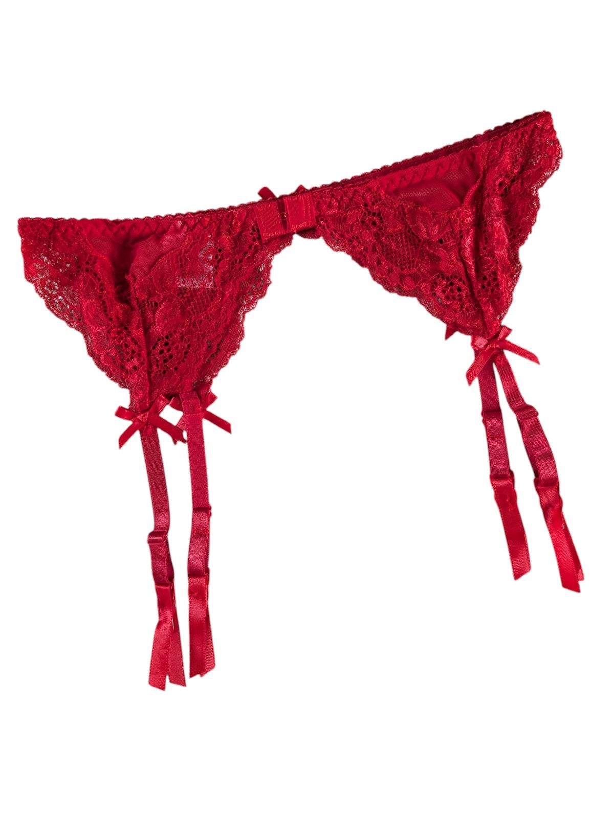 Red or Black  Lace Suspender Belt Floral Semi Sheer  Lace Lingerie UK 8-20