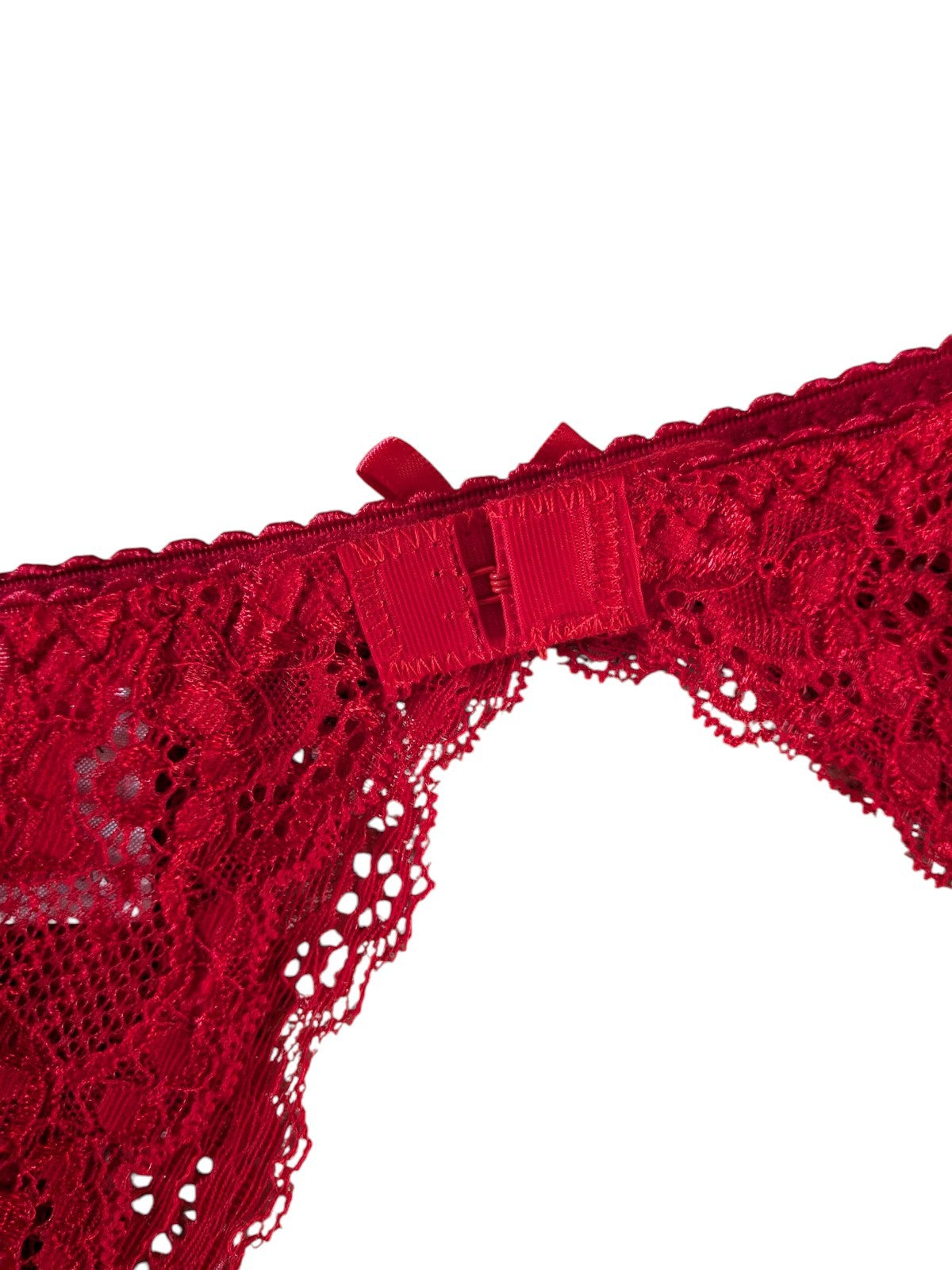 Red or Black  Lace Suspender Belt Floral Semi Sheer  Lace Lingerie UK 8-20