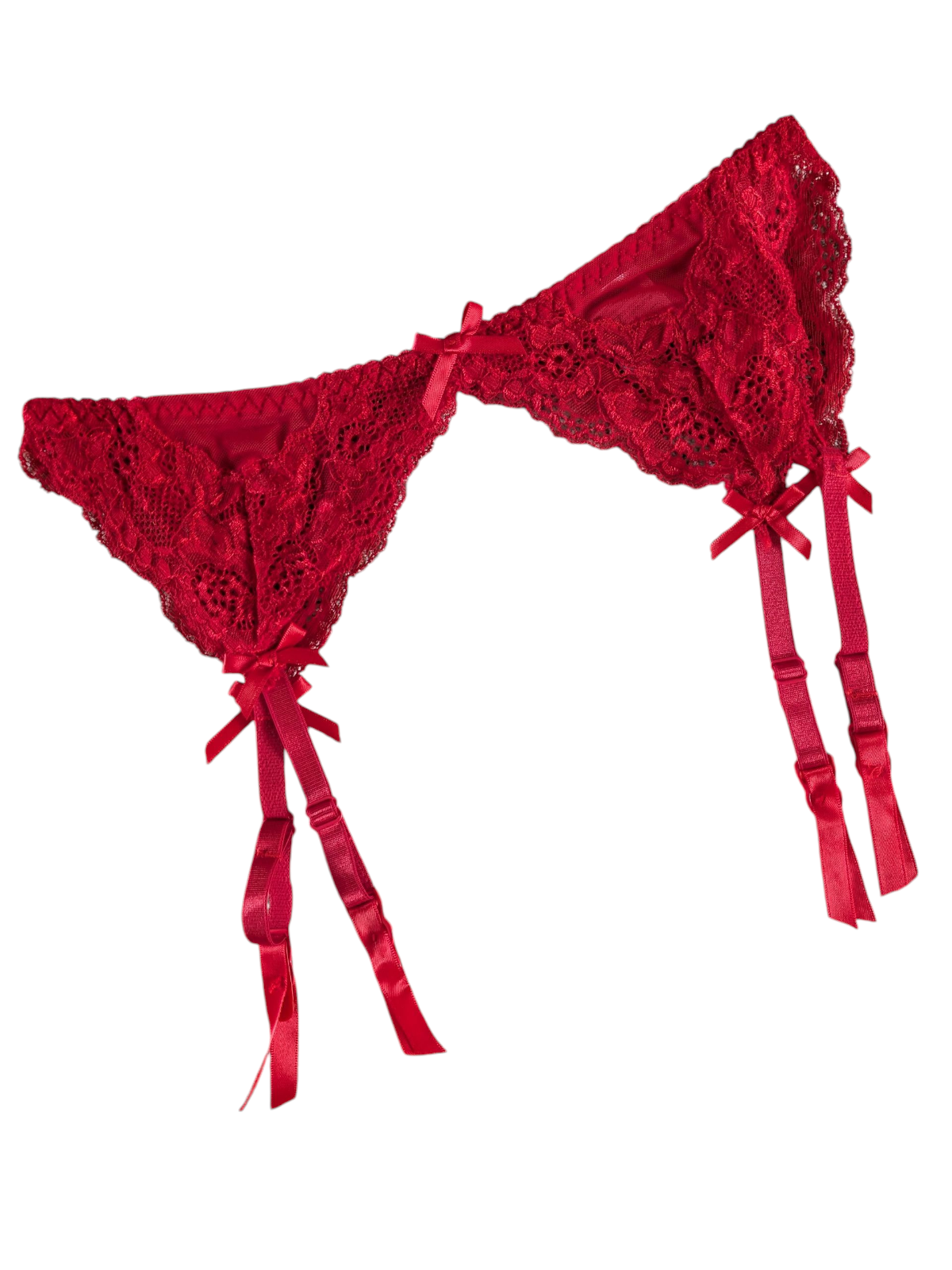 Red or Black  Lace Suspender Belt Floral Semi Sheer  Lace Lingerie UK 8-20