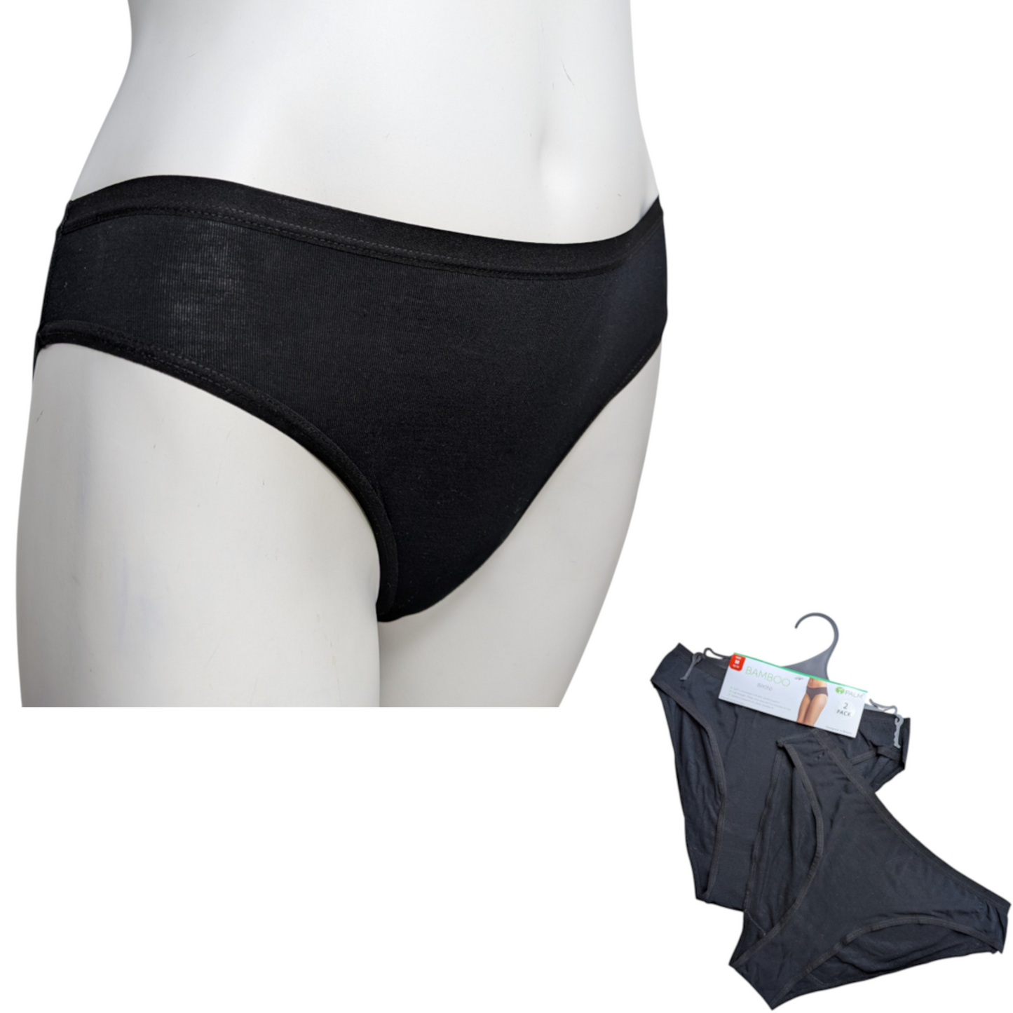Palm Bamboo Briefs – Black (2 Pack)