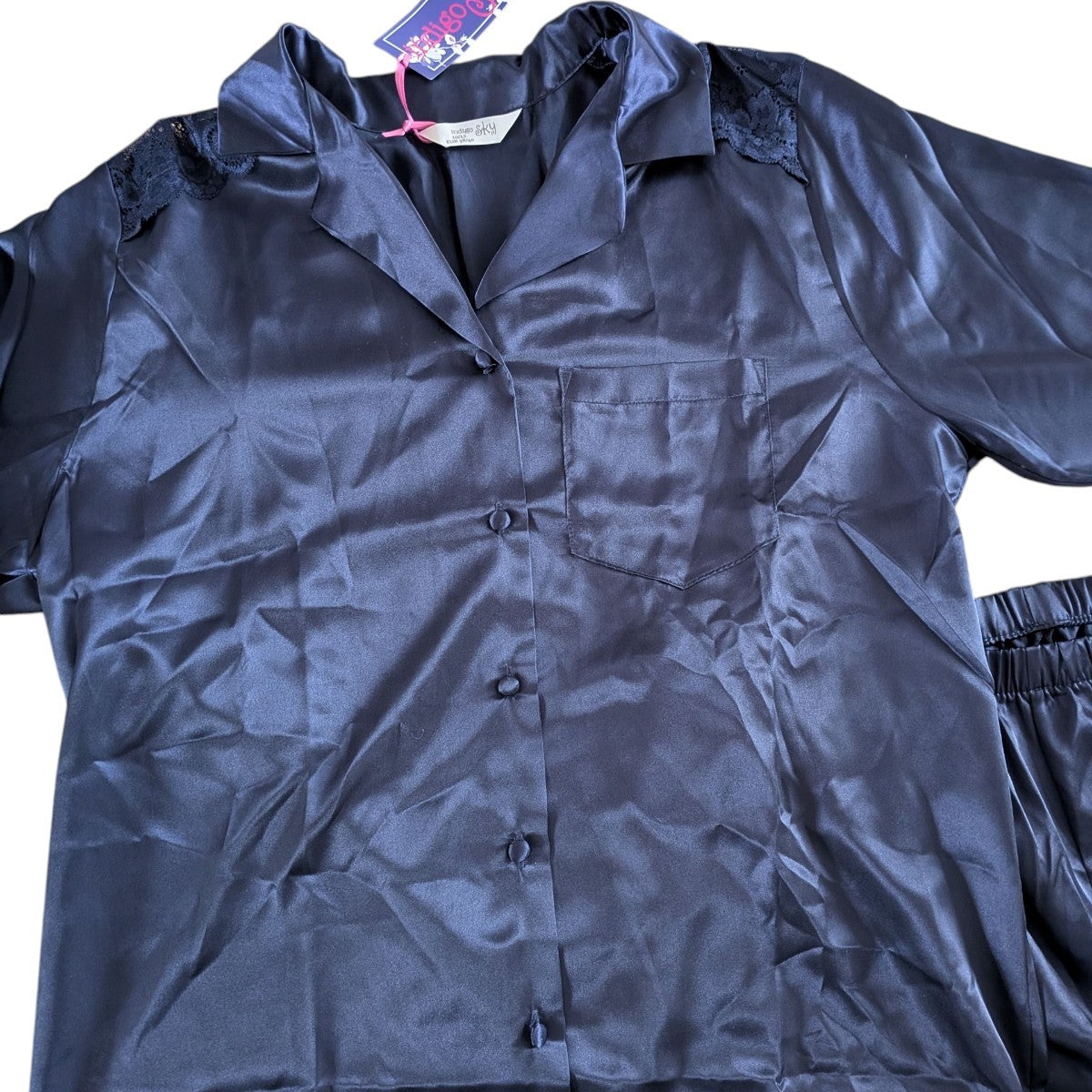 Indigo Sky Satin Pyjama Set – Navy Blue