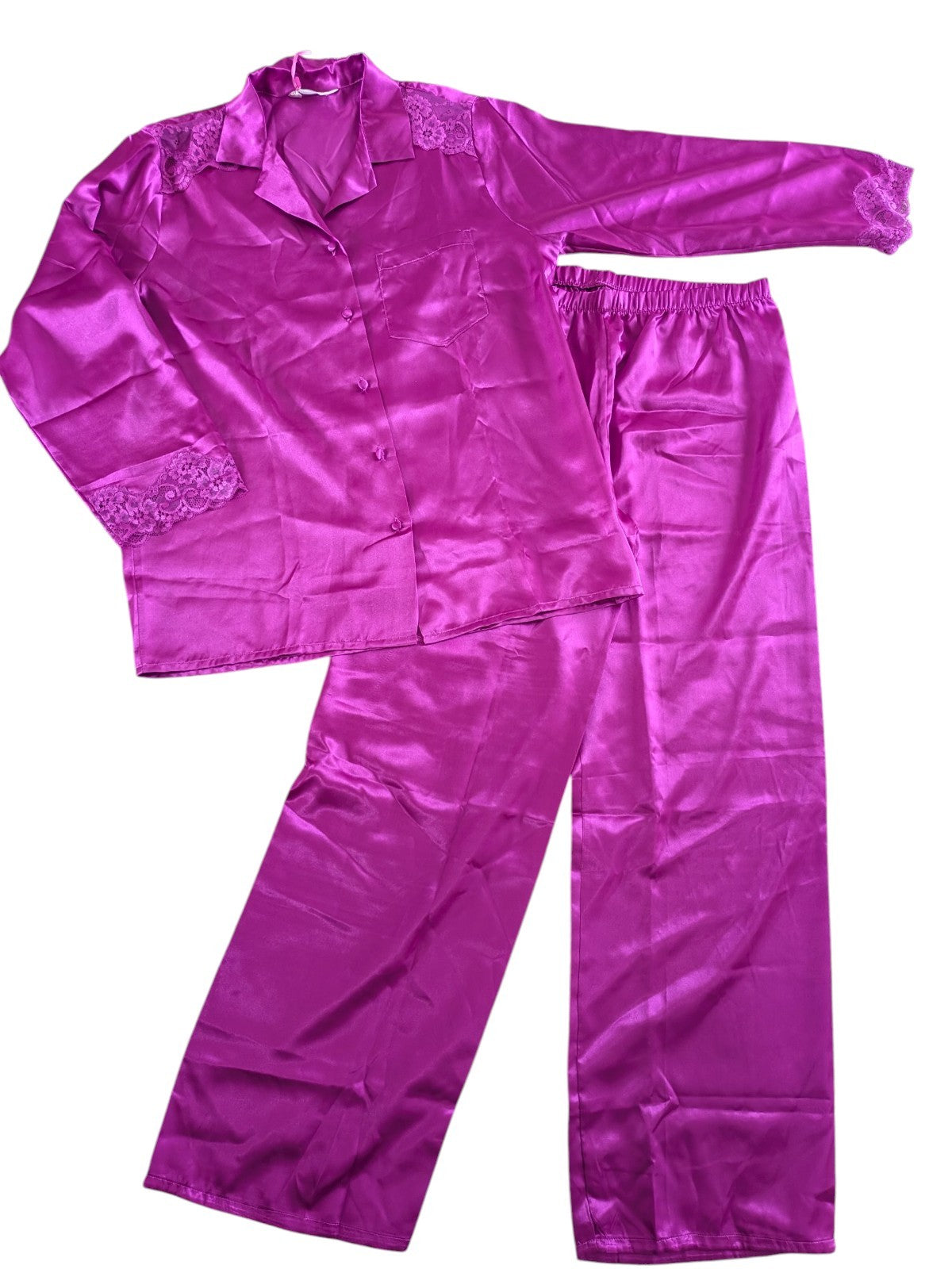 Indigo Sky Satin Pyjama Set – Fuchsia