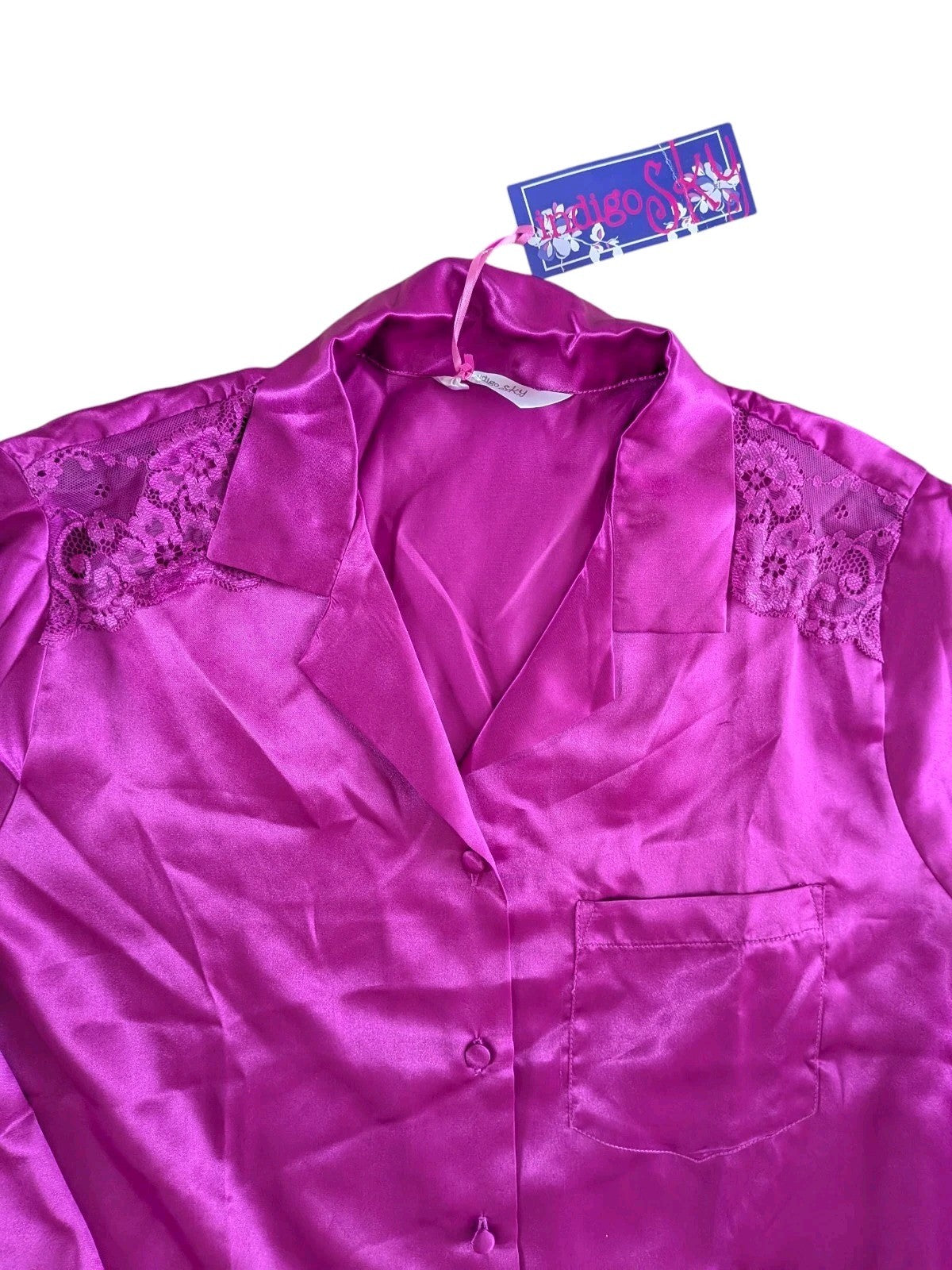 Indigo Sky Satin Pyjama Set – Fuchsia