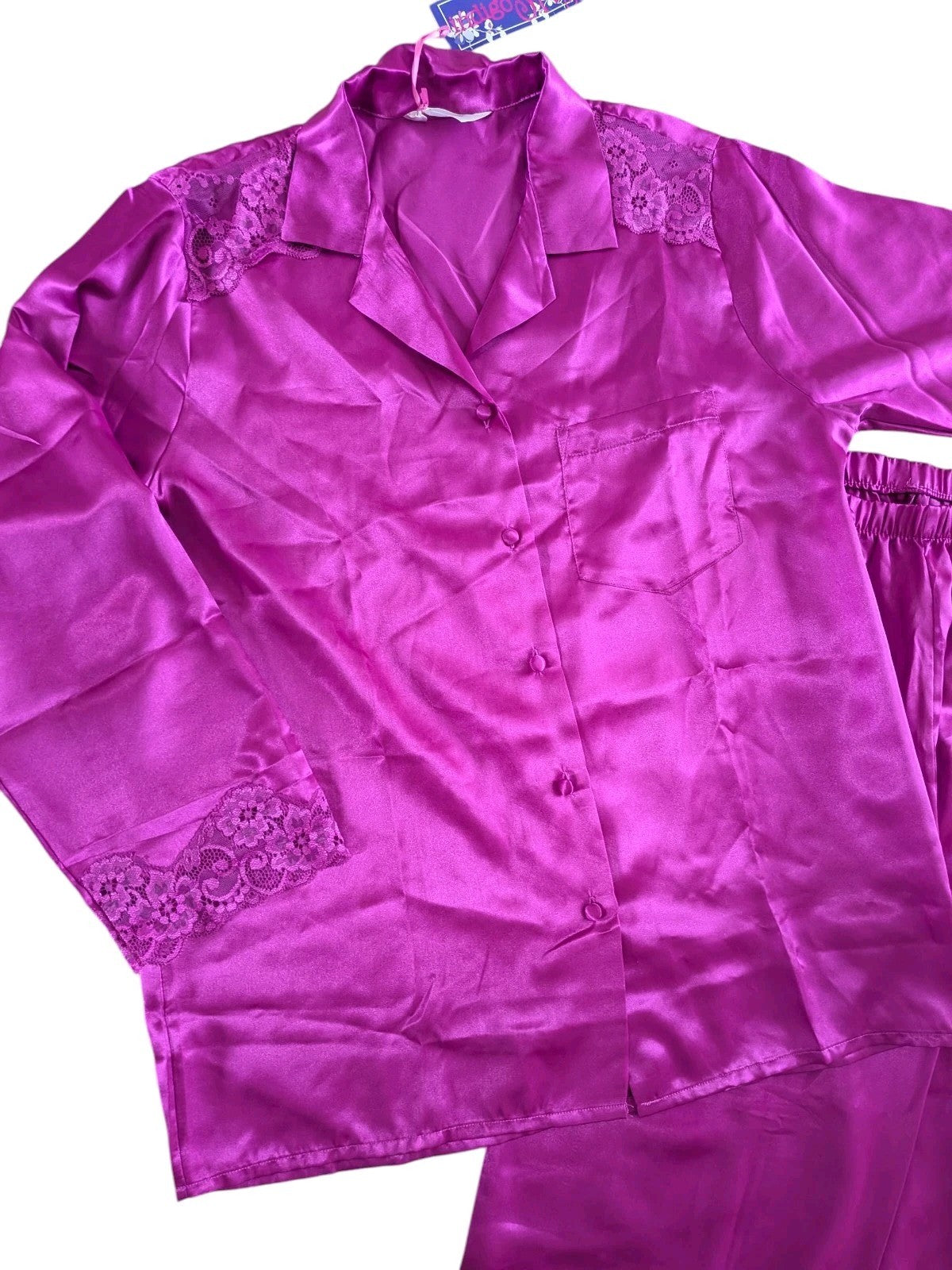 Indigo Sky Satin Pyjama Set – Fuchsia