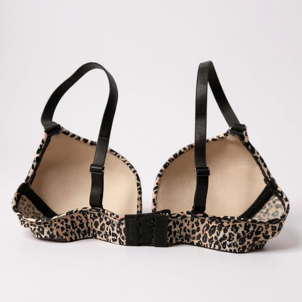 Animal Print Leopard Print T Shirt Bra with Black Lace Thong Sizes 32-38 B to D