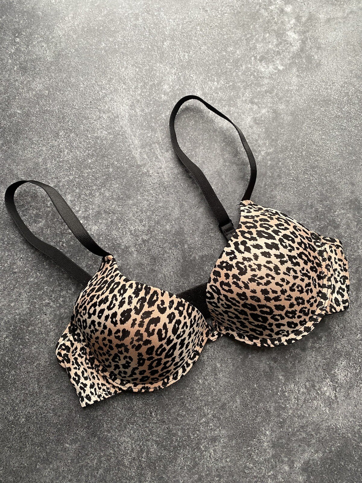 Animal Print Leopard Print T Shirt Bra with Black Lace Thong Sizes 32-38 B to D