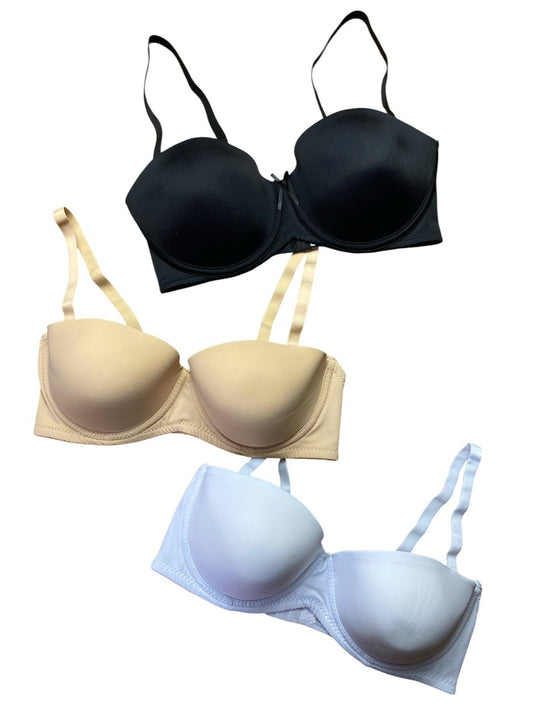 Multiway Strapless Bra – Underwired Padded Cups 34-40 B-DD Black Nude and White