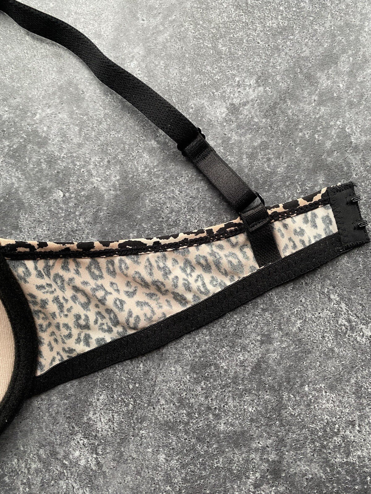 Animal Print Leopard Print T Shirt Bra with Black Lace Thong Sizes 32-38 B to D