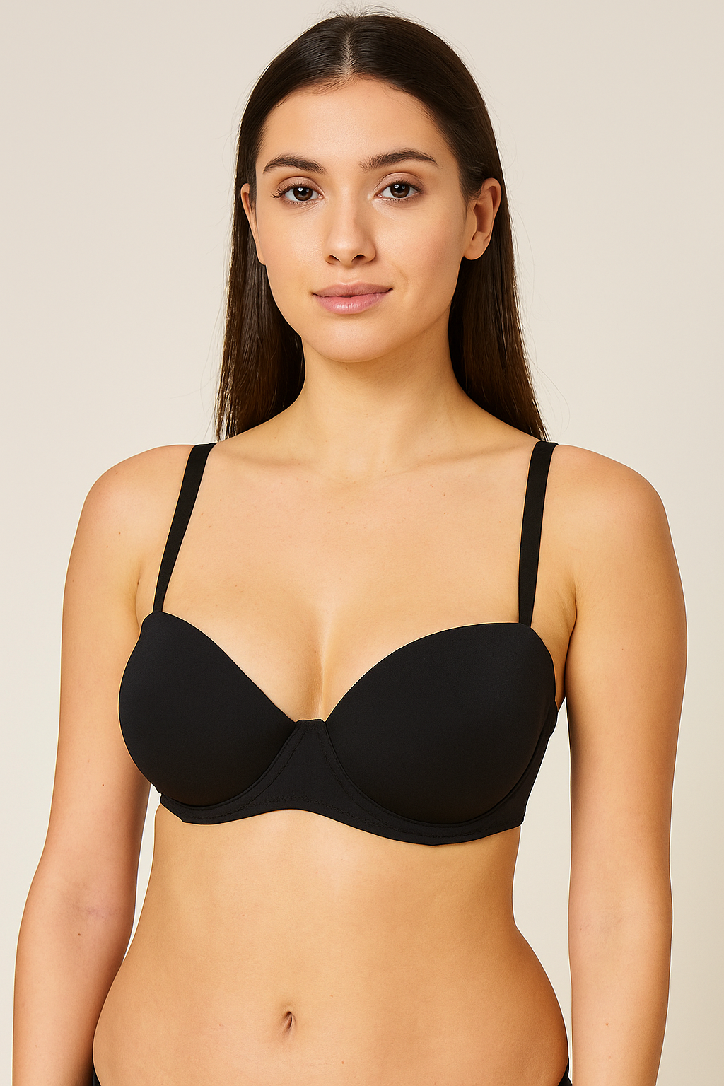 Multiway Strapless Bra – Underwired Padded Cups 34-40 B-DD Black Nude and White