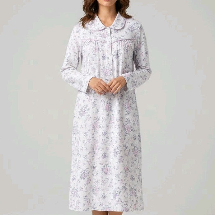 Marlon Floral Cotton Nightdress – Lilac