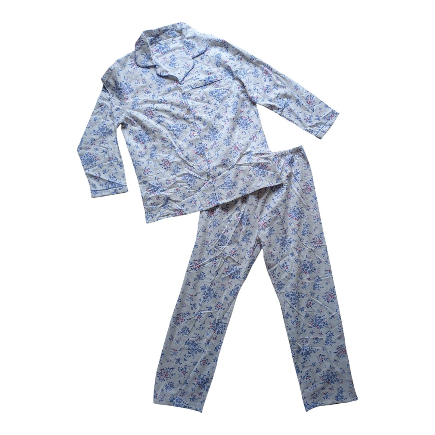 Marlon Floral Brushed Cotton Pyjamas – Light Blue